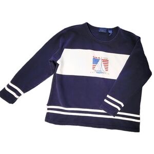 Crazy Horse USA 2000 Nautical Sweatshirt Women's L Navy Blue Sailing